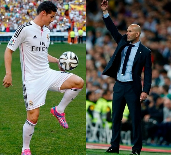 Zidane (dcha) justificó la salida del colombianorumbo al Bayern Múnich. Foto: AP